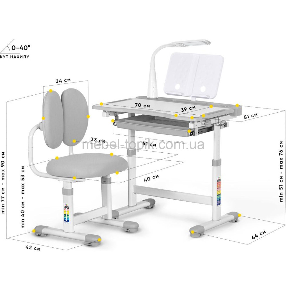 Комплект парта і стільчик Evo-Kids BD-20 