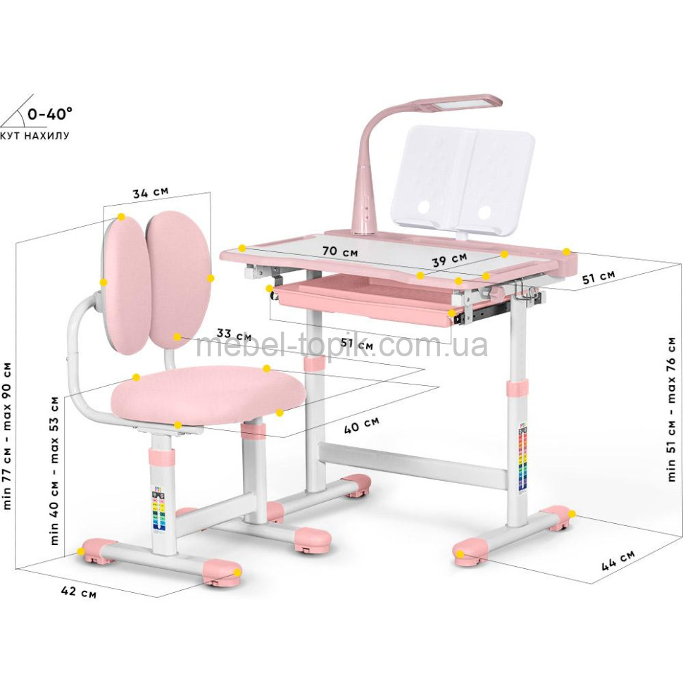 Комплект парта і стільчик Evo-Kids BD-20 
