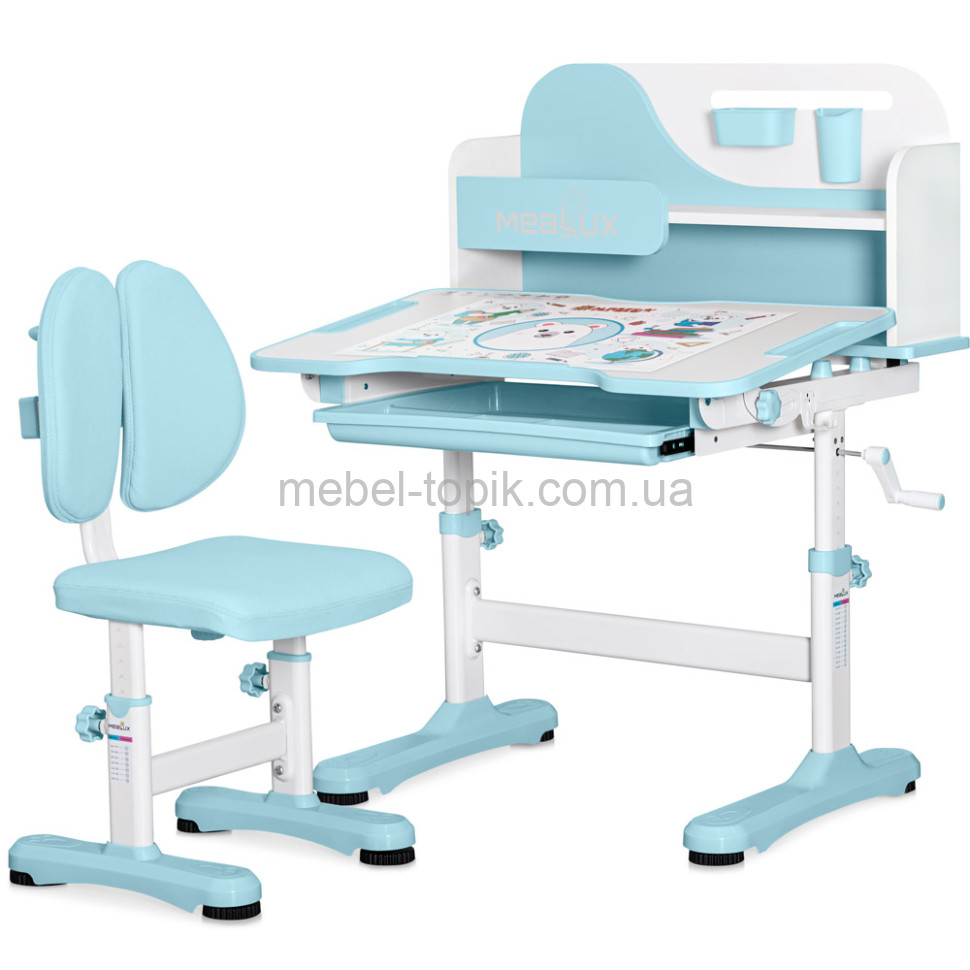 Комплект парта та стільчик Mealux Wave Blue BD-31 
