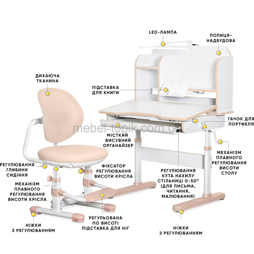 Комплект парта та стільчик Nemo Peach BD-38