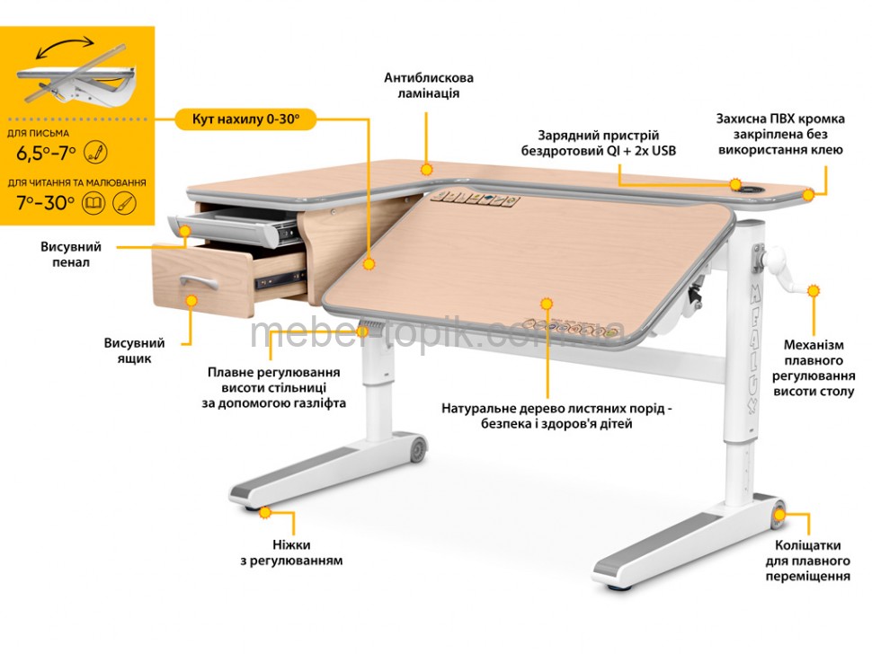 Дитячій стіл трансформер Mealux Woodville Multicolor Energy BD-850
